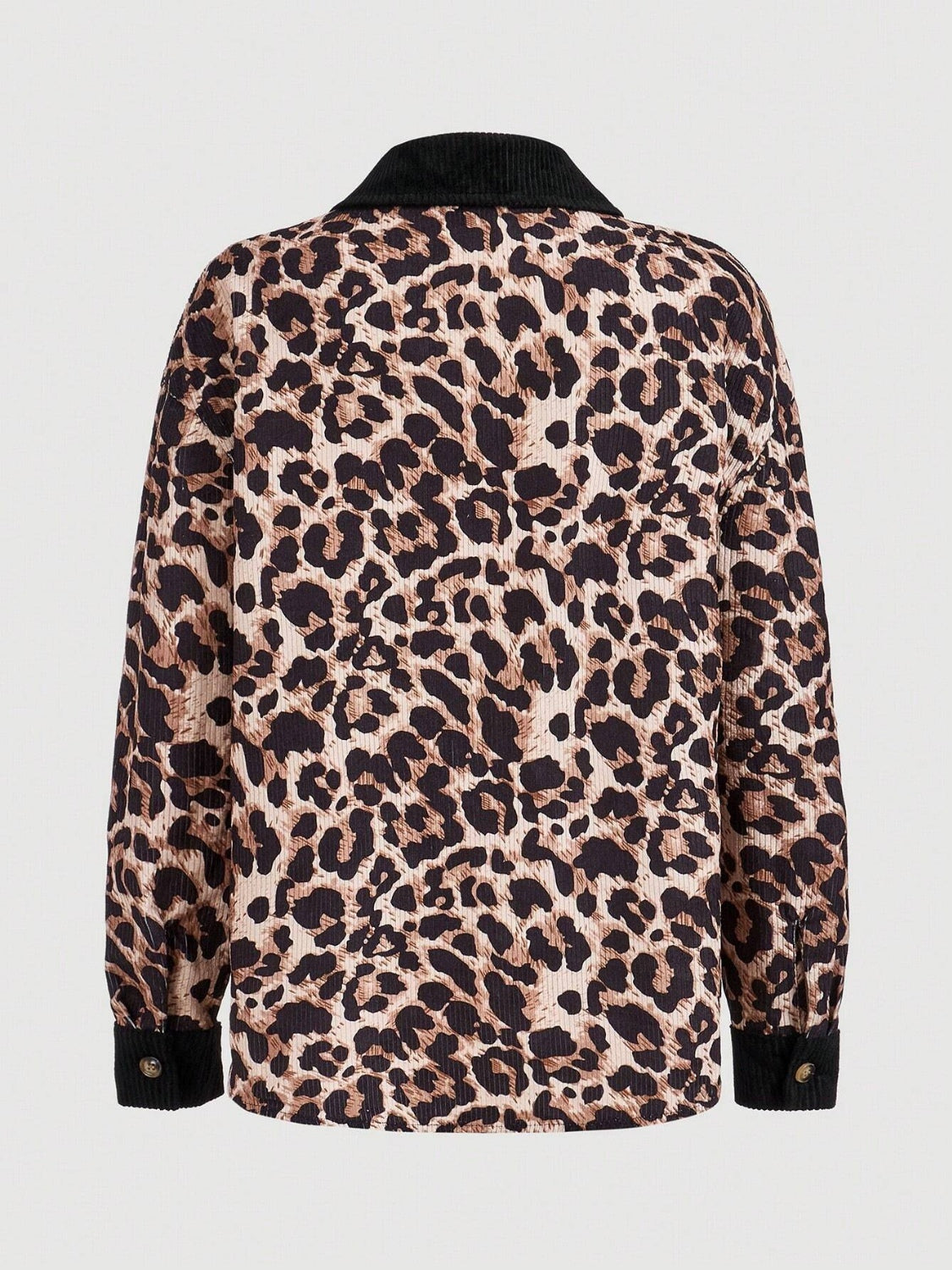 Leopard Collared Neck Button Up Shacket 