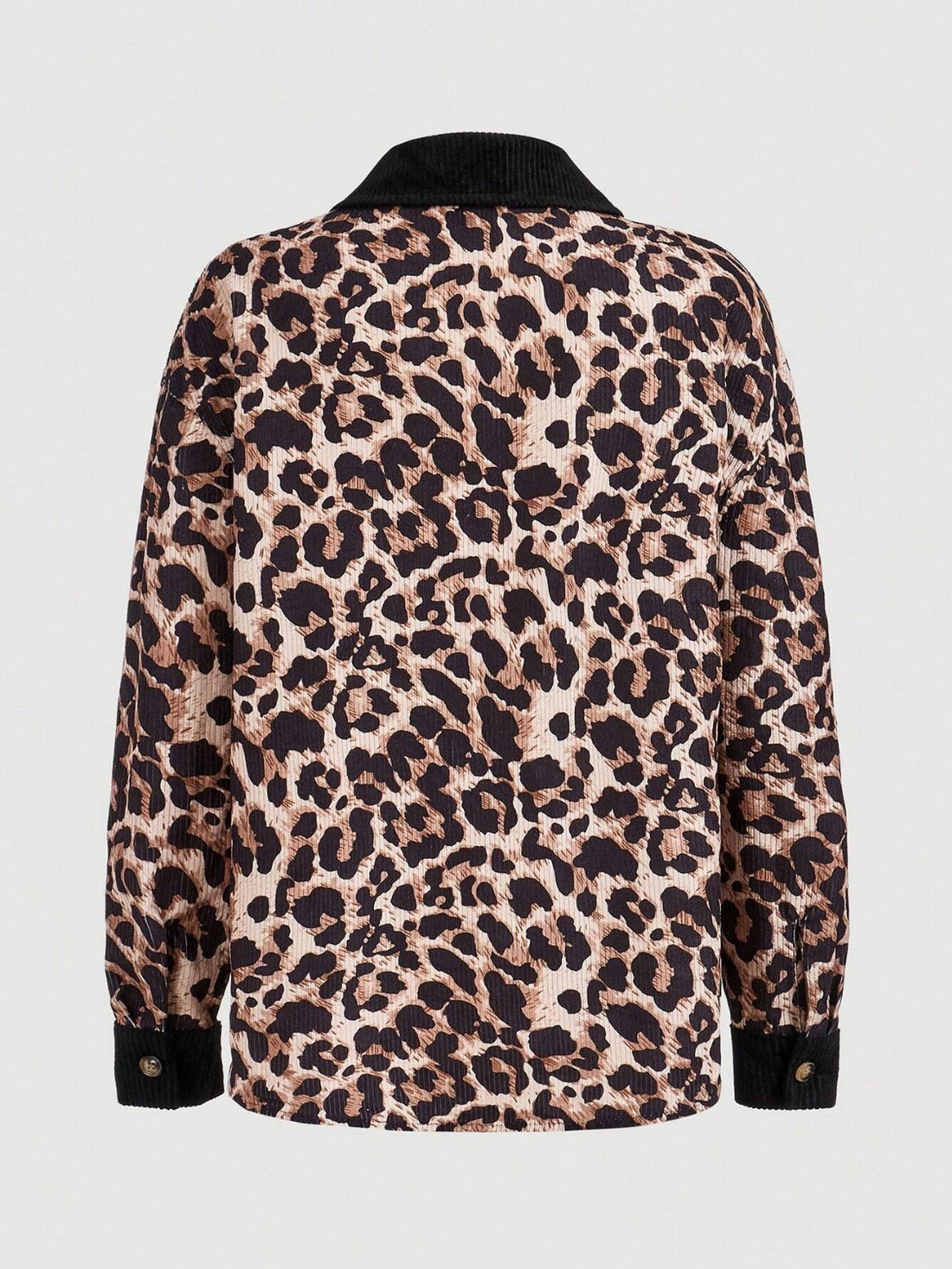 Leopard Collared Neck Button Up Shacket 