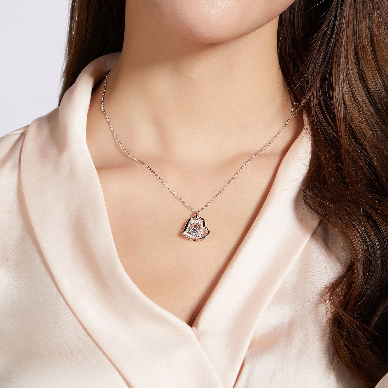 Moissanite 925 Sterling Silver Heart Necklace 