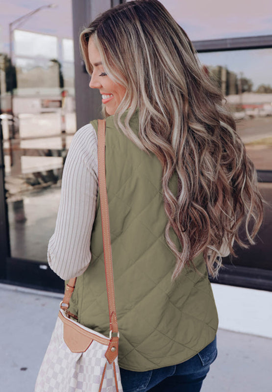 Fuzzy Zip Up Vest Coat with Pockets 