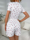 Ivy Lane Floral Ruched T-Shirt and Shorts Lounge Set 