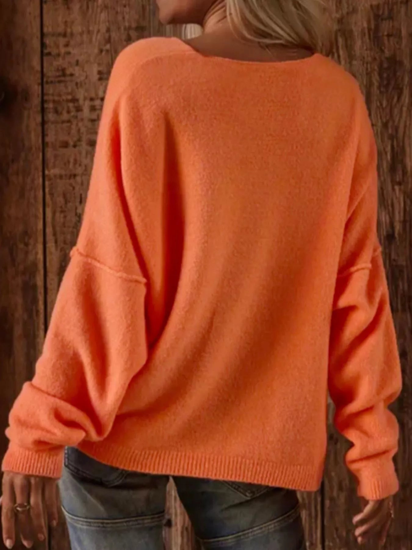 V-Neck Dropped Shoulder Sweater 
