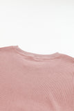 Plus Size Heart Ribbed Round Neck Sweatshirt 