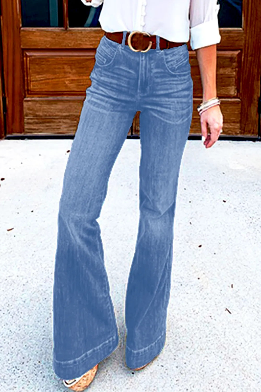 Full Size Flare Jeans with Pockets Plus Size 