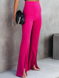 Front Slit Flare Leg Pants 