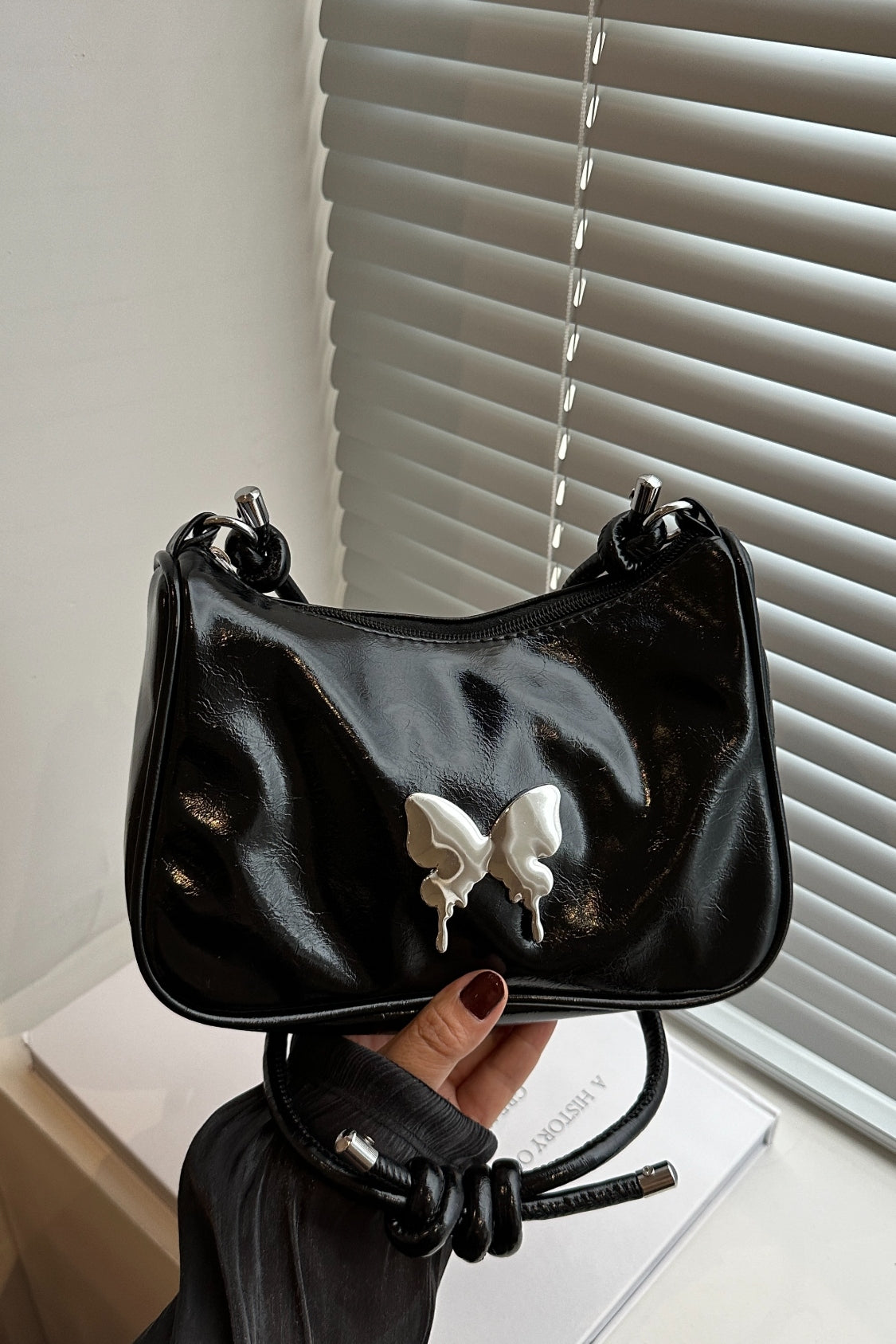 Butterfly PU Leather Knotted Strap Shoulder Bag 