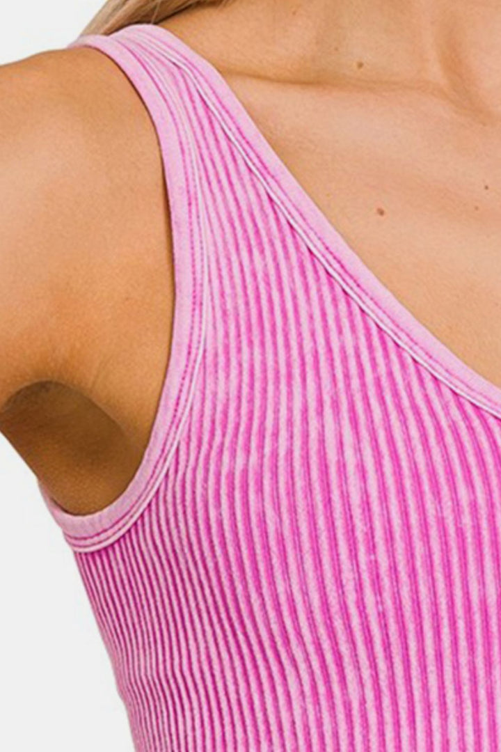 Zenana Washed Ribbed Cropped Tank 