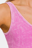 Zenana Washed Ribbed Cropped Tank 