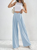 V-Waisted Ruched Front Wide Leg Pants 