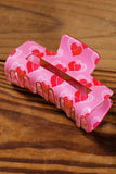 Pink Double Heart Printed Valentines Fashion Hair Claw Accessories/Headwear