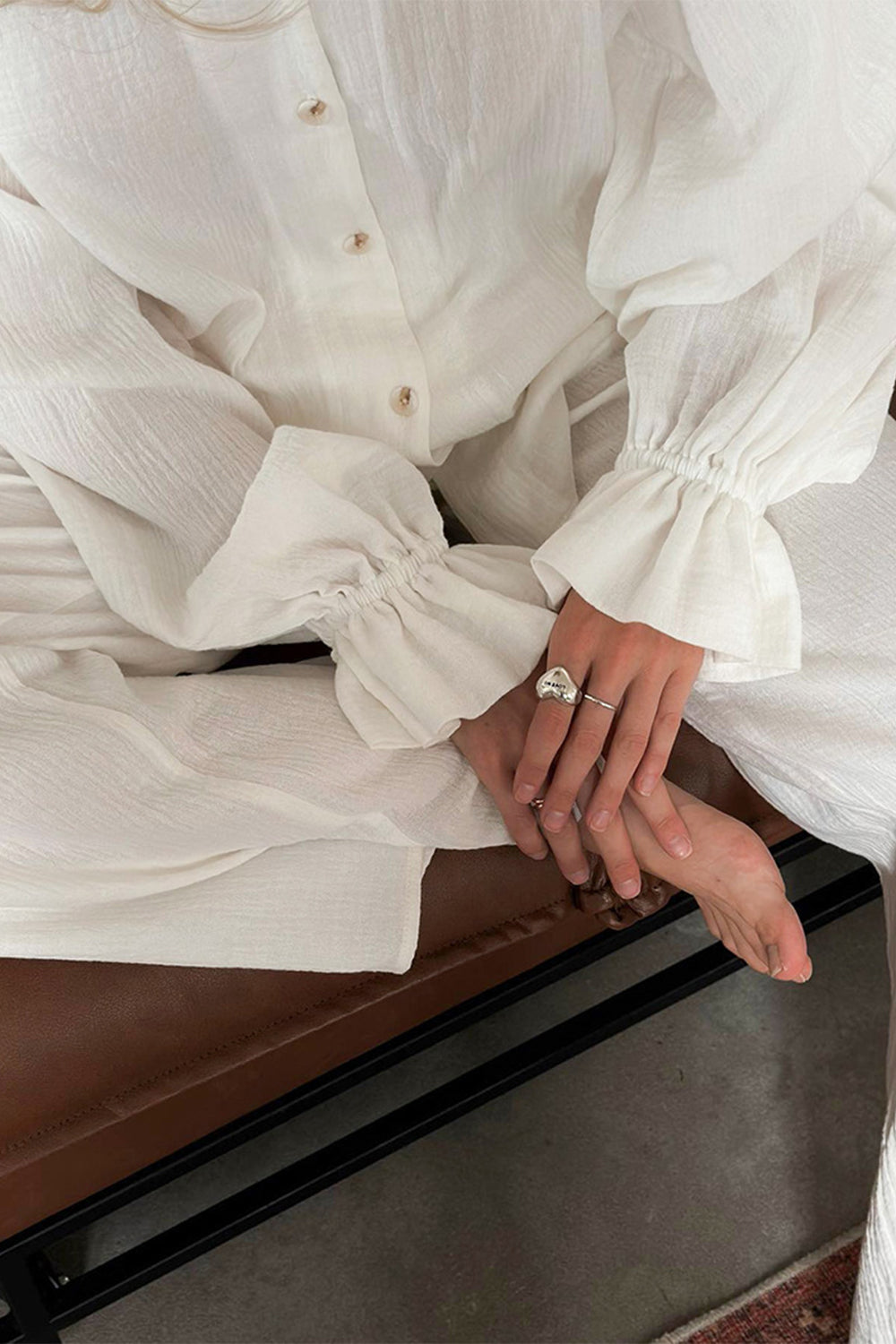 Breathable Ruffled V-Neck Long Sleeve Top and Pants Set 