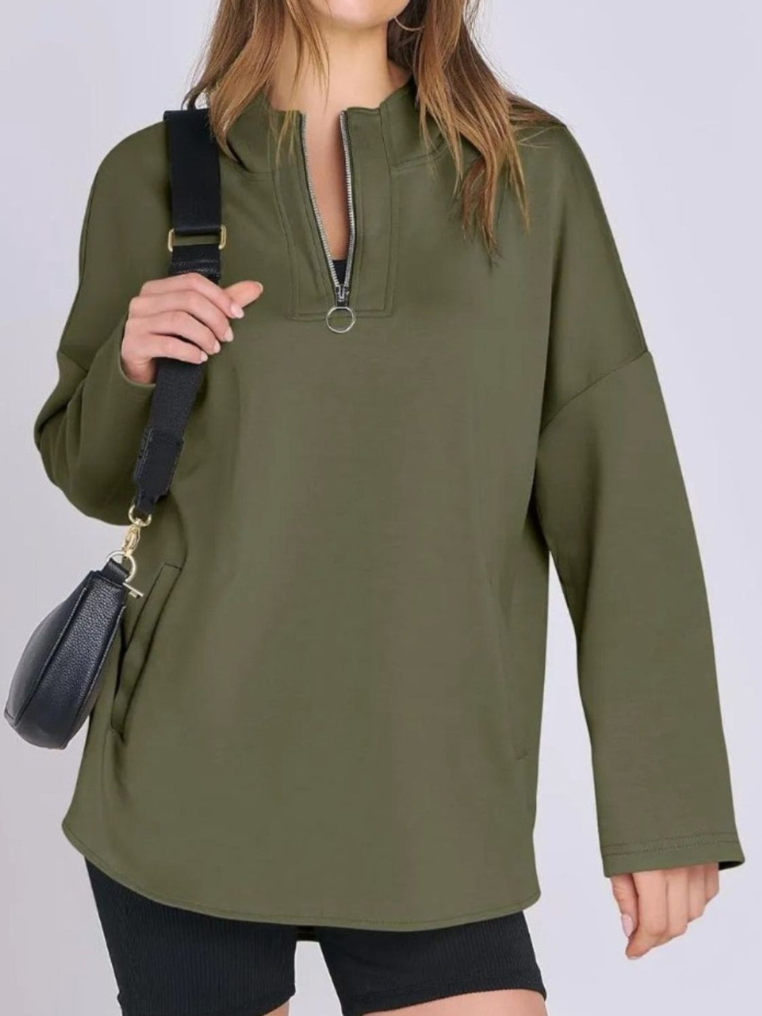 Quarter Zip Long Sleeve Hoodie 