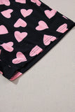 Heart Print Long Sleeve Top and Shorts Lounge Set Lingerie & Nightwear