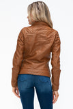 YMI Faux Layered Double-Zipper Jacket with Fuzzy Hood 