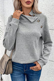 Textured Turtleneck Long Sleeve Sweatshirt 