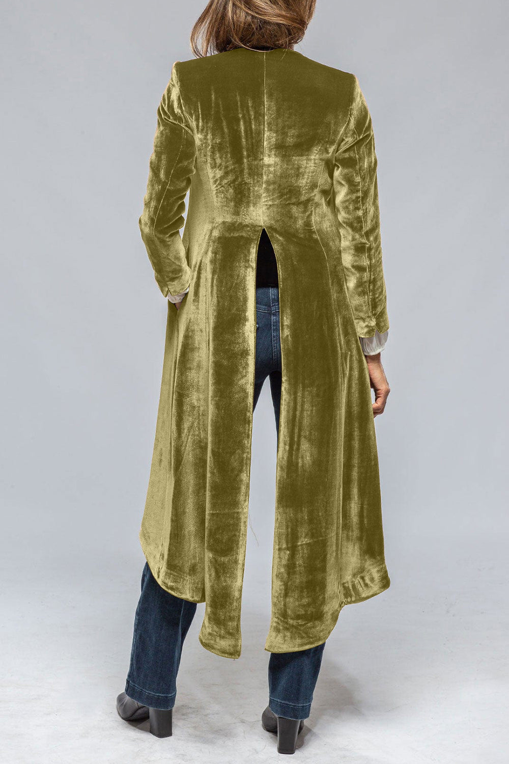 Slit Back Open Front Cardigan 