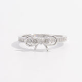 925 Sterling Silver Inlaid Zircon Bow Ring 