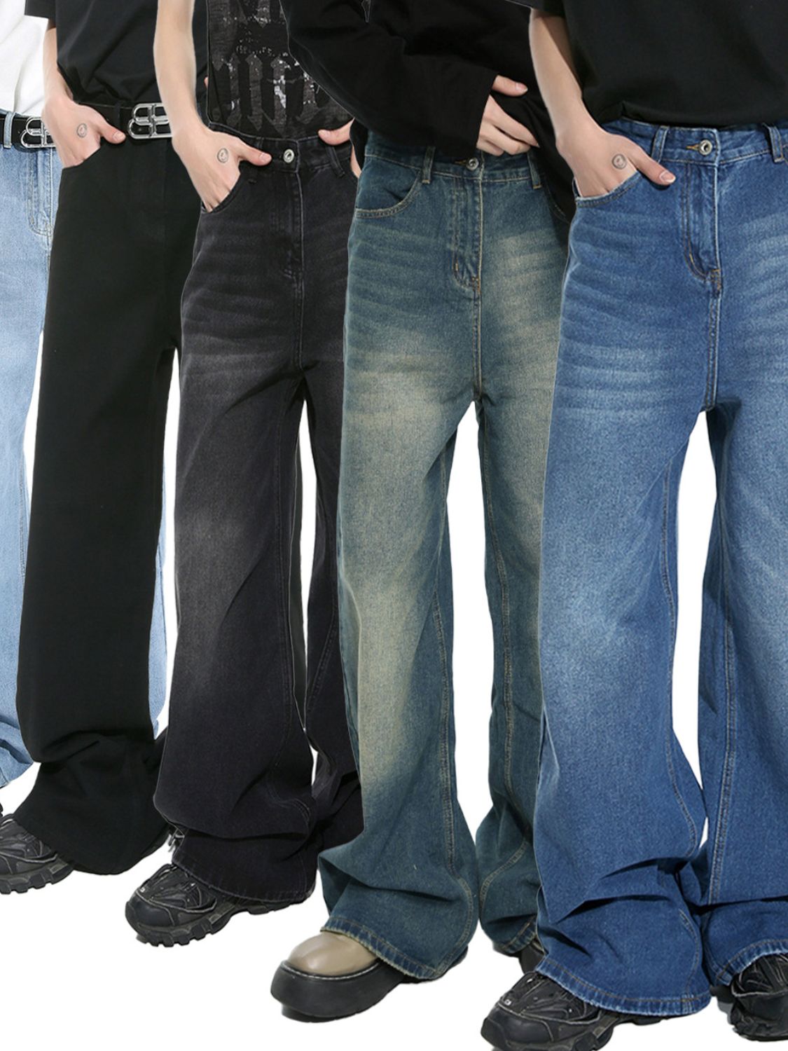 Wide Leg Jeans with Pockets 