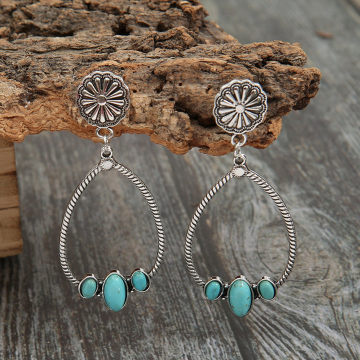 Artificial Turquoise Teardrop Earrings 