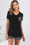 Striped Short Sleeve Top and Shorts Lounge Set Lingerie & Nightwear