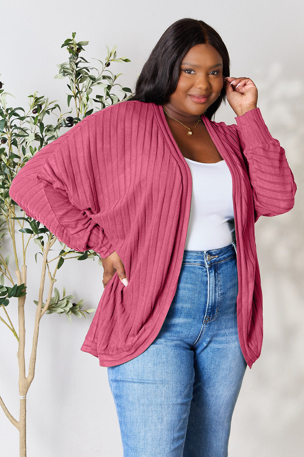 Basic Bae Full Size Ribbed Cocoon Cardigan 