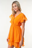 White Birch Full Size Short Sleeve Woven Layered Dress 