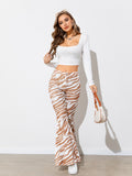 Floral High Waist Flare Leg Pants 