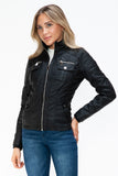 YMI Removable Faux Layered Multi-Pocket Jacket with Fuzzy Hood 