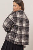 HYFVE Plaid Collared Neck Boucle Jacket with Pockets 
