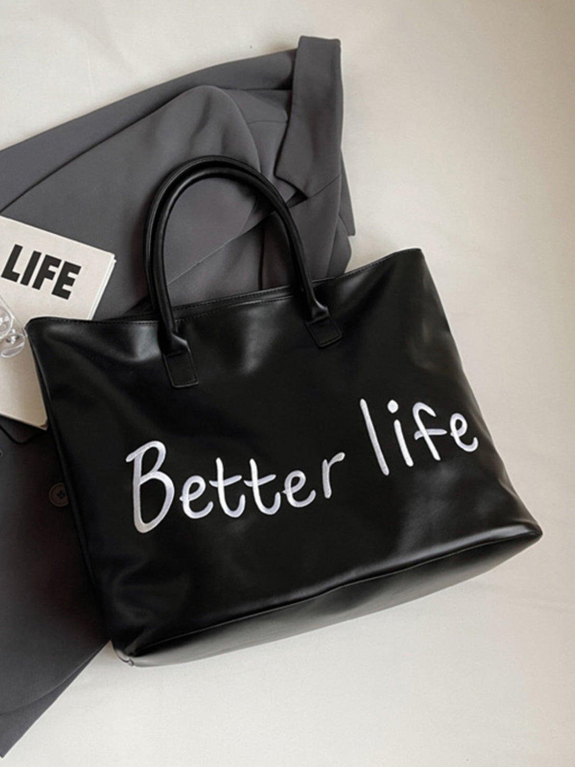 BETTER LIFE PU Leather Tote Bag 