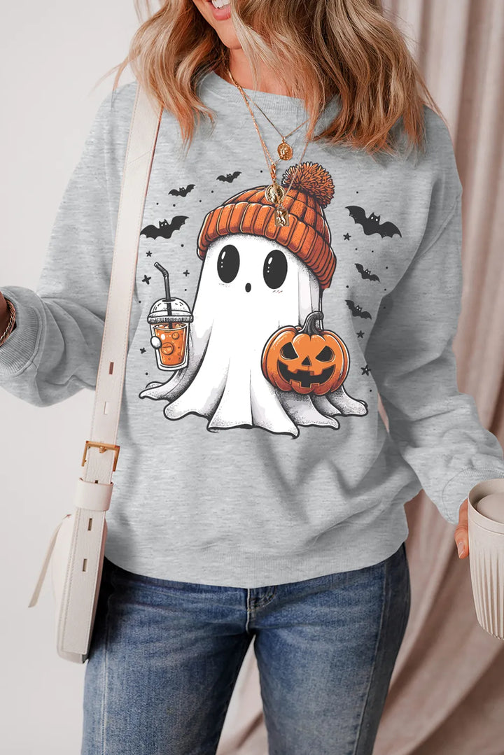 Ghost Round Neck Long Sleeve Sweatshirt 
