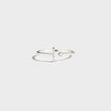 T Shape Inlaid Zircon 925 Sterling Silver Open Ring 