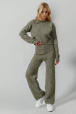 Double Take Full Size Checkered Round Neck Top and Pants Set 