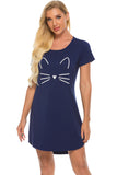 Graphic Round Neck Short Sleeve Lounge Dress 