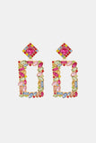 Square Shape Glass Stone Dangle Earrings 