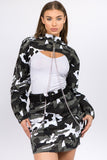 American Bazi Camouflage Cropped Jacket with Chains 