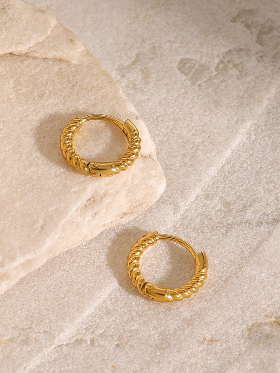 18K Gold-Plated Stainless Steel Huggie Earrings 