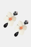 Bloosom Flower and Teardrop Resin Dangle Earrings 