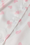 Heart Print Collared Neck Long Sleeve Shirt 