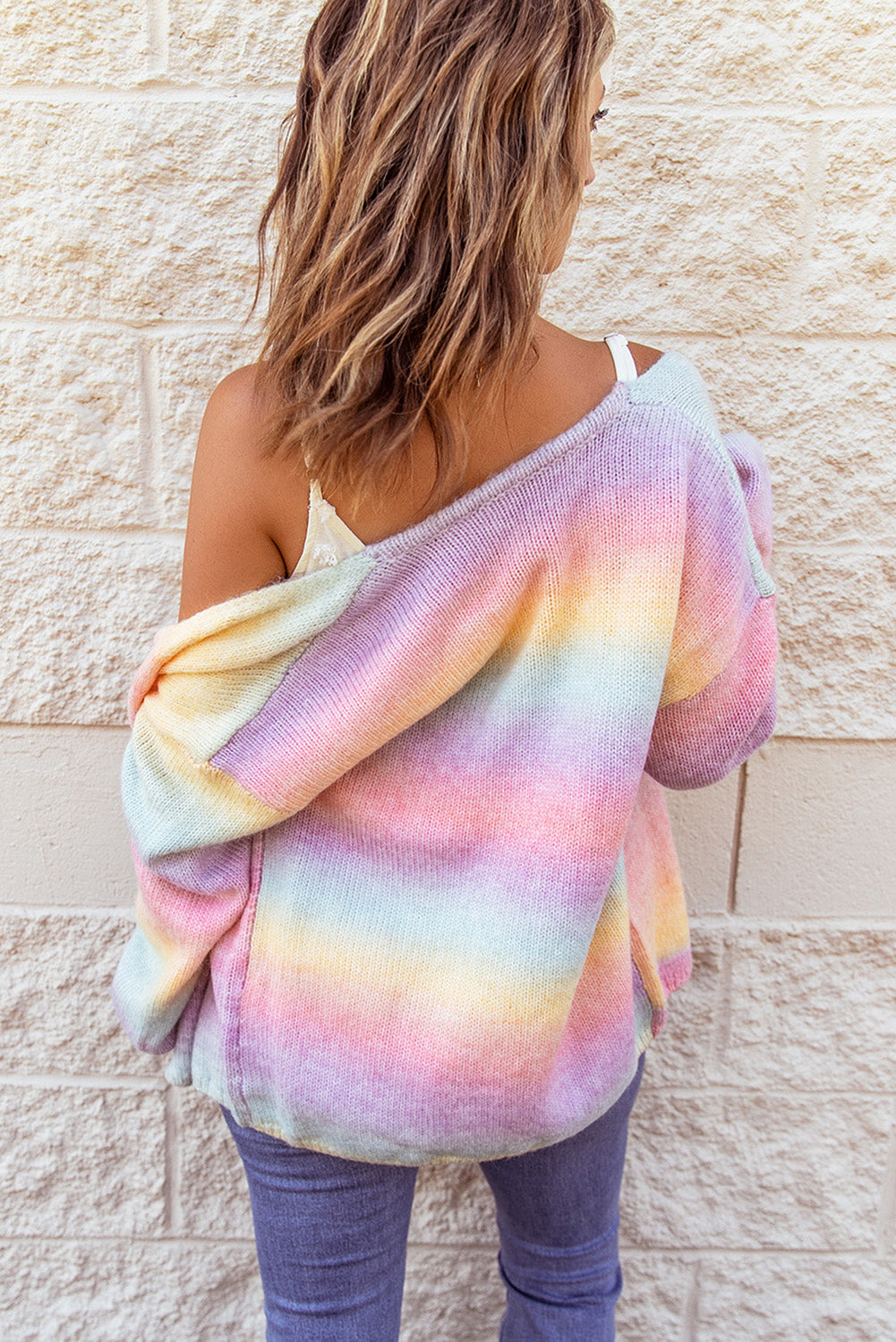 Gradient Open Front Drop Shoulder Cardigan 