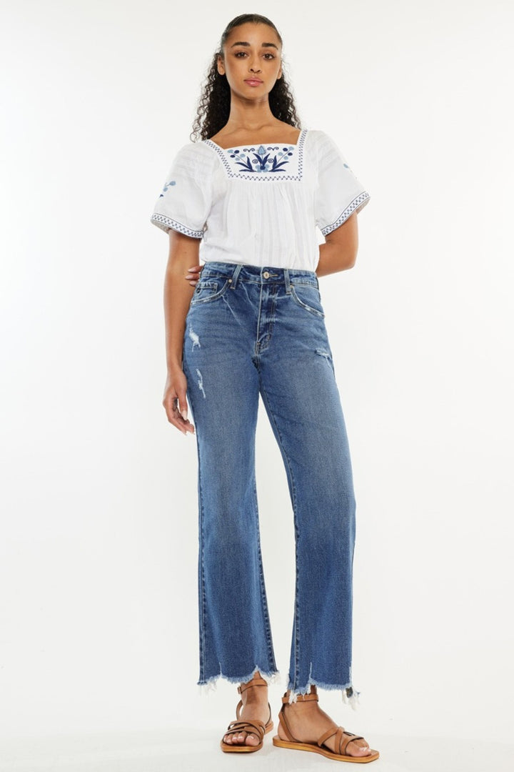Kancan Full Size High Rise Slim Wide Leg Jeans 