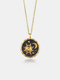 Alloy Inlaid Zircon Sun & Moon Necklace 