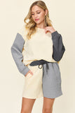 Double Take Full Size Contrast Drop Shoulder Top and Shorts Set 