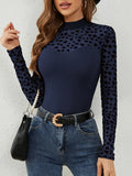 Heart Mock Neck Long Sleeve T-Shirt 