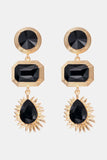 Geometrical Shape Zinc Alloy Frame Glass Dangle Earrings 