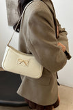 Bow Trim PU Leather Shoulder Bag 