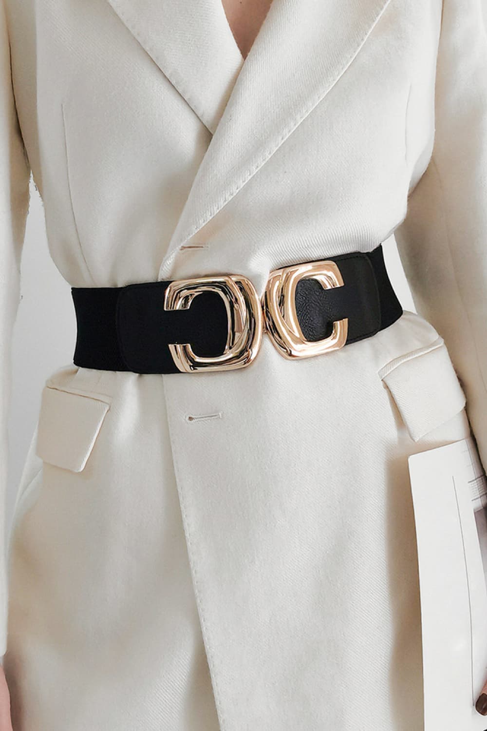 Zinc Alloy Buckle Elastic Wide Belt 