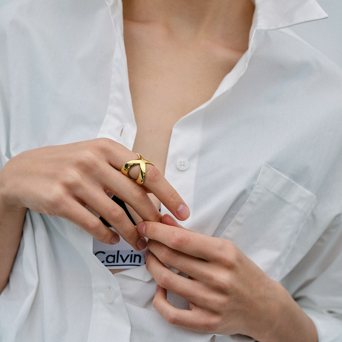 18K Gold-Plated Crisscross Ring 