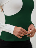 Cutout Contrast Mock Neck Long Sleeve T-Shirt 