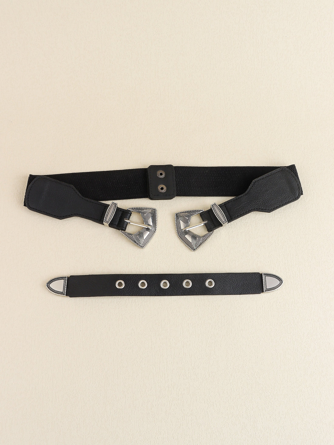 Double Buckle PU Leather Belt 